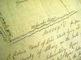 1760 LAND DEED Revolutionary War SCHENECTADY NY Vrooman MOHAWK RIVER Survey MAP 5