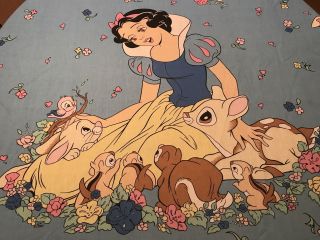 Disney Snow White And The Seven 7 Dwarfs Vintage Twin Fitted Sheet Fabric Deer