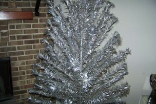 Vintage Pom Pom Aluminum Silver Christmas Tree 3