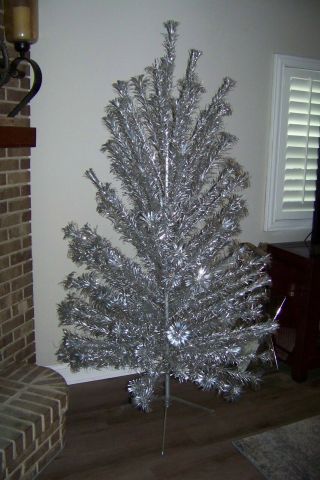 Vintage Pom Pom Aluminum Silver Christmas Tree 7