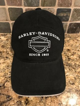 Harley Davidson Motorcycles Official Black Strapback 100 Cotton Hat Cap