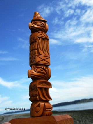 Pacific Northwest Coast First Nations Native Cedar Ray Williams Model Totem Pole