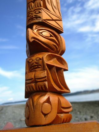 Pacific Northwest Coast First Nations native cedar Ray Williams model Totem Pole 5
