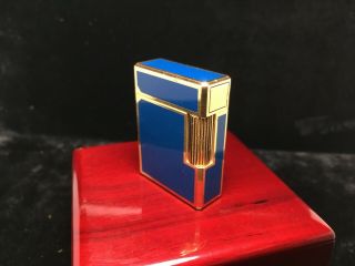Vintage Classic 1973 St.  Dupont L1 Blue Chinese Laquer Gold Plated Lighter