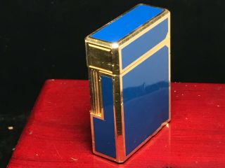 Vintage Classic 1973 St.  Dupont L1 Blue Chinese Laquer Gold Plated Lighter 2