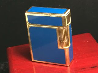 Vintage Classic 1973 St.  Dupont L1 Blue Chinese Laquer Gold Plated Lighter 5