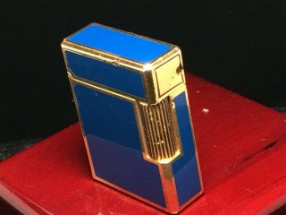 Vintage Classic 1973 St.  Dupont L1 Blue Chinese Laquer Gold Plated Lighter 6