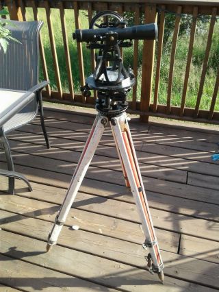 Vintage W&LE Gurley Survey Transit Scope In Case With Tri - Pod & Tools 10