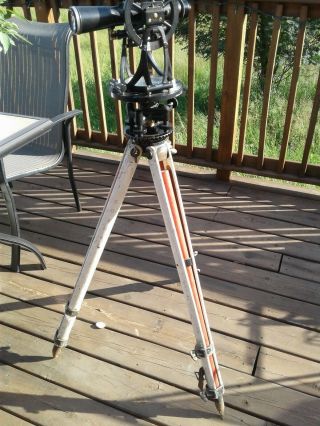 Vintage W&LE Gurley Survey Transit Scope In Case With Tri - Pod & Tools 9