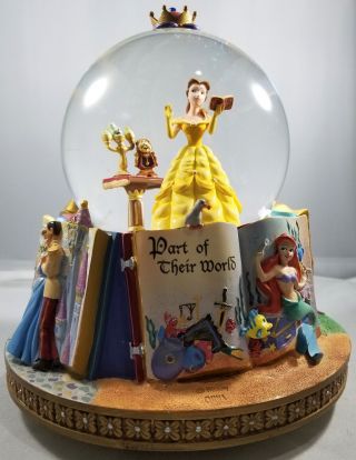 Rare Discontinued Rotating Disney Multi Princesses Storybook Snow Globe