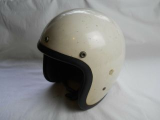 Vintage Bell Toptex Motorcycle Helmet,  White,  Size 7,  (D.  S. ) 12