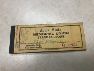 Vintage Booklet Of Iowa State Memorial Union Trade Coupons