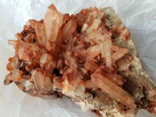 Large Red Quartz Cluster With Red Hematoid Inclusions Morocco 1500 Grams