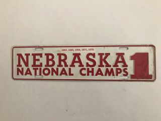 Vintage Nebraska Football National Champs License Plate Topper