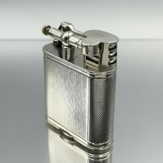Very Rare Solid Silver Dunhill Unique Sport Petrol Feuerzeug Accendino Lighter