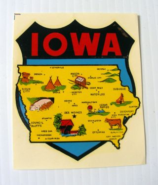 Travel Car Decal Sticker Souvenir Iowa Usa Vintage Goldfarb Novelty Impko