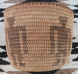 Very Fine Antique Papago Native American Decorated Coil Basket With Figures