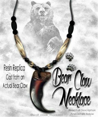 - Bear Rugged Grizzly Claw Necklace Grizzlies Mountain Man Animal G3 