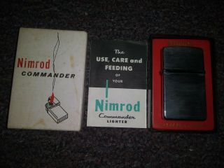 Vintage 1947 Nimrod Commander Pipe Pocket Lighter Box And Instructions