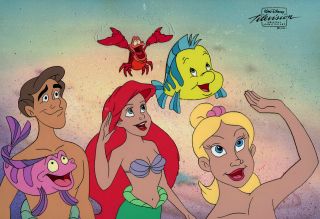 Ariel The Little Mermaid Sebastian Flounder Disney T.  V.  Production Cel 1992