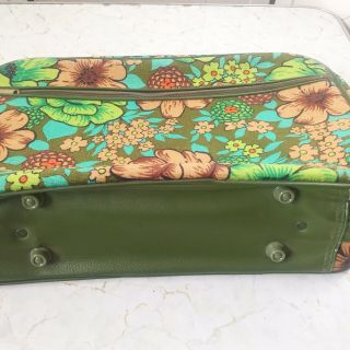 Vintage Retro Mod Floral Green Travel Suitcase Luggage Travel Case Carry On 3