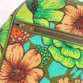 Vintage Retro Mod Floral Green Travel Suitcase Luggage Travel Case Carry On 4
