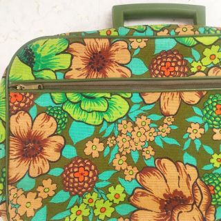 Vintage Retro Mod Floral Green Travel Suitcase Luggage Travel Case Carry On 5