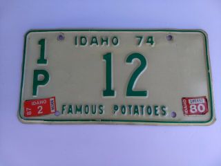 1987 / 74 Base Idaho License Plate Pair 12 From Payette County