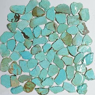 1 Kg,  71 Large Sized Sliced Australian Turquoise,  Very Old And Very Rare