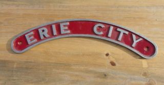 Vintage " Erie City " Large Bowed Metal License Topper