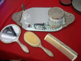 International Silver Company 6 Pc Dresser Vanity Set Mirror Brush Comb,