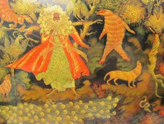RUSSIAN PALEKH SCHOOL 1970s LACQUER HAND PAINTED VINTAGE BOX FOREST ' S CZAR 4