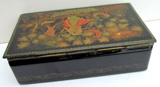 RUSSIAN PALEKH SCHOOL 1970s LACQUER HAND PAINTED VINTAGE BOX FOREST ' S CZAR 6