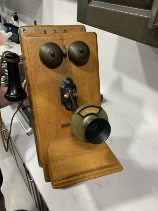 Stromberg Carlson Antique Vintage Oak Wall Phone