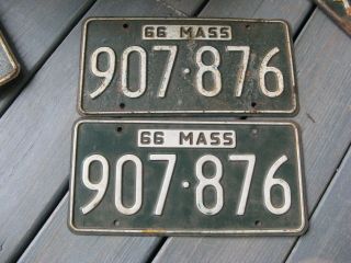 1966 66 Massachusetts Ma Mass License Plate Pair Buy It Now