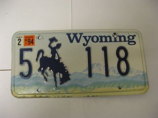 1994 94 Wyoming Wy License Plate Cowboy Horse 5118