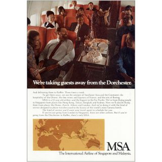 1971 Msa Airlines: Taking Guests Away From The Dorechester Vintage Print Ad