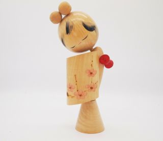 8.  6inch Japanese Vintage Sosaku Wooden Kokeshi Doll Signed ”inari Toyokawa”
