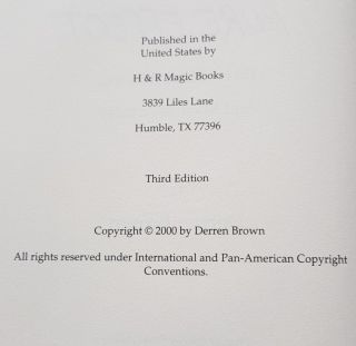 Derren Brown Pure Effect Rare Hardback Book 2000 3rd Edition with Jacket - H&R 6