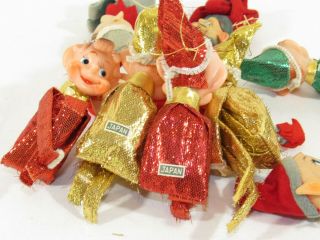 9 Vintage Elf Knee Hugger Christmas Shelf Sitter Pixies Ornaments Japan