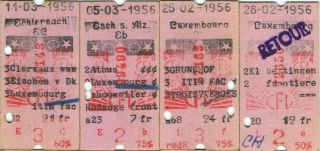Railway Tickets Luxembourg Cfl Various Second And Third Class Issues 1956