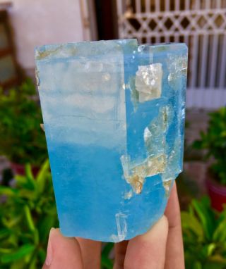 WoW 1386 C.  T Top Class Damage Terminated Blue Color Aquamarine Crystal 4