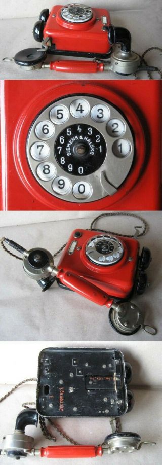 ANTIQUE GERMAN WALL TELEPHONE PHONE / SIEMENS & HALSKE 2