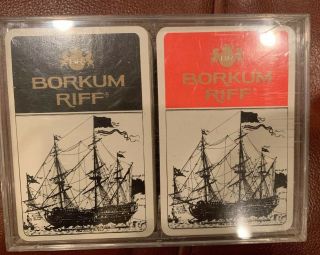 Very Cool Set Of 2 Decks Of Vintage Borkum Riff Playing Cards Double Set