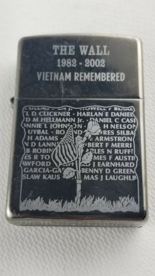 Zippo Lighter The Wall 1982 - 2002 Vietnam Remembered Made In USA 5