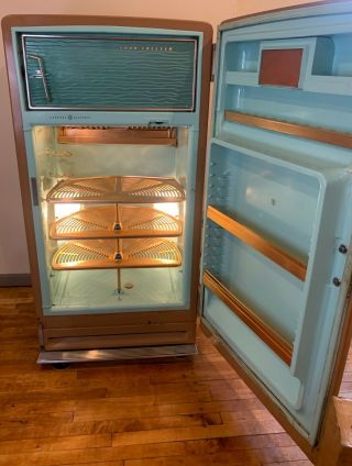 Awesome Ge Mid Century Modern Refrigerator Caramel Teal Copper Lazy Susan Mcm