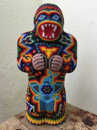 Outstanding Huge Ape Gorilla Psychedelic King Kong Huichol Art Toy Mexico 16.  5 "