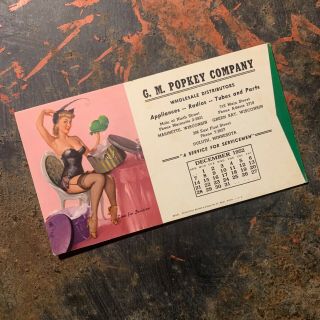 Vtg Gil Elvgren Pin Up Girl Trying On Hats 1952 Blotter Salesman Sample