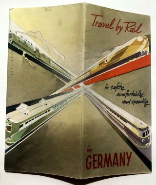 1937 Germany Travel By Rail / Train W/ Map Travel Brochure
