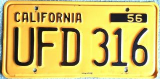 1956 - 1962 California License Plates Set Black on Yellow with 1960 Orig.  Tag 3